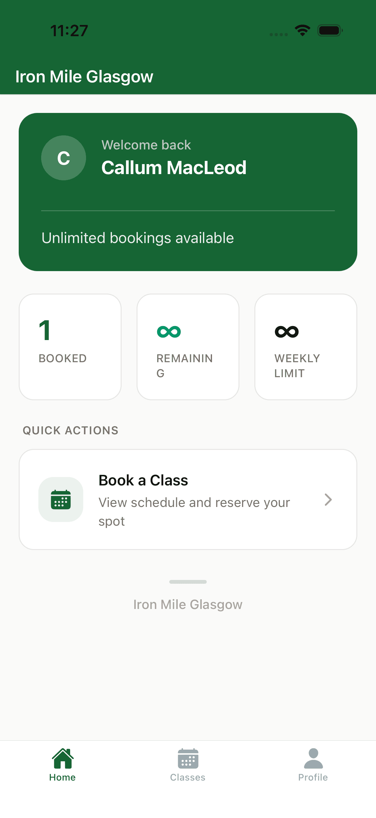 Sessional classes and bookings app